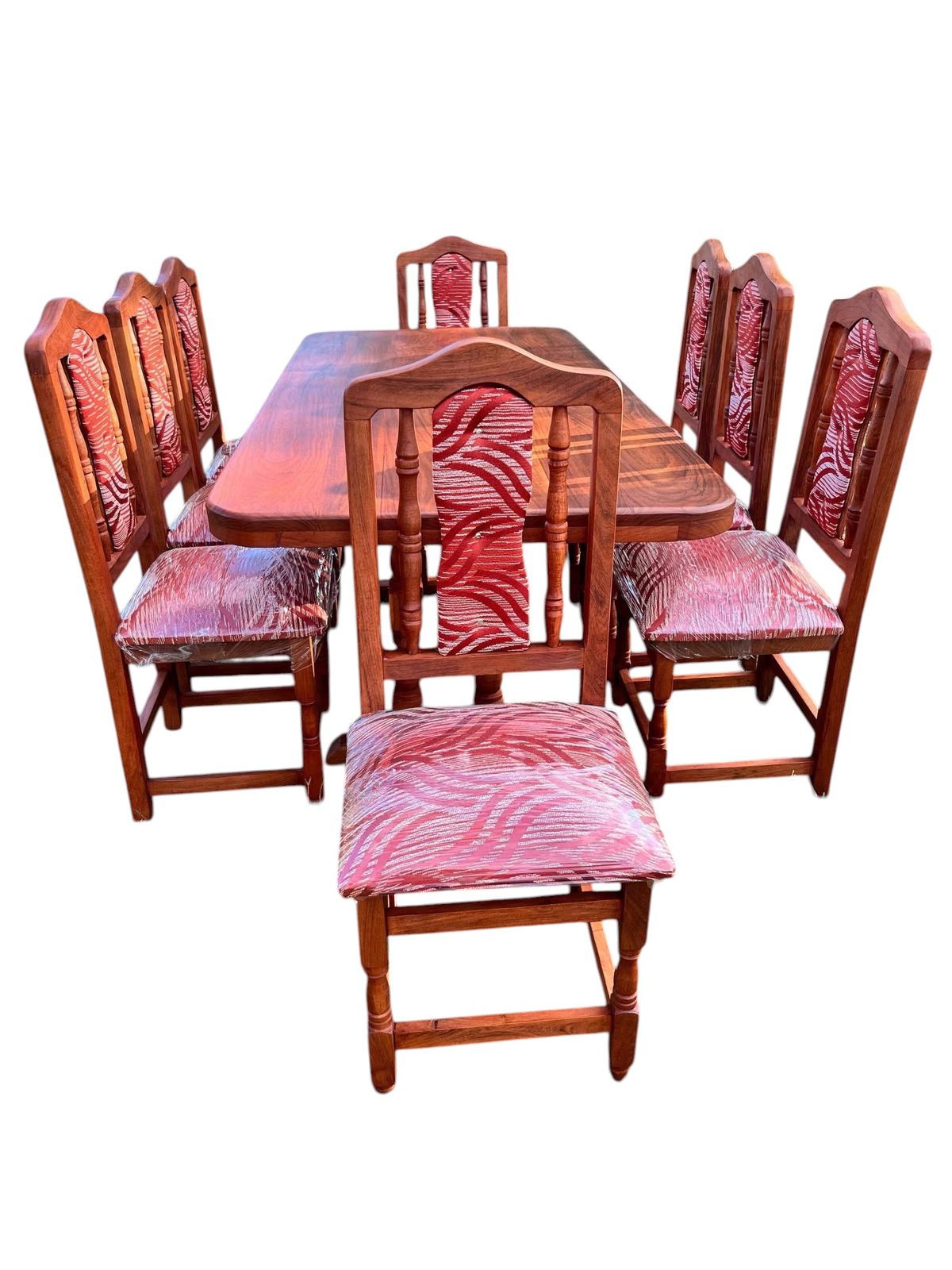 Mesa de algarrobo 2 m con 8 sillas tapizadas - Imagen 2