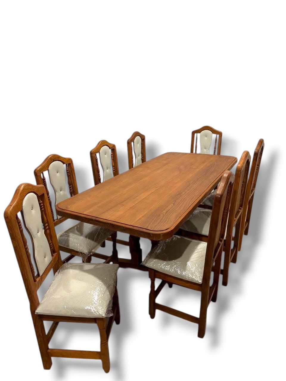 Mesa de algarrobo 2 m con 8 sillas tapizadas - Imagen 4