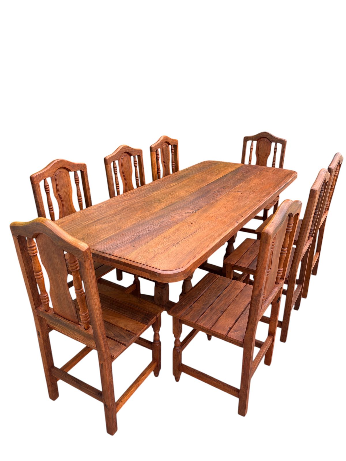 Mesa de algarrobo 2 m con 8 sillas tapizadas - Imagen 7